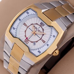 Police AM-3175 White Dial Two-Tone Watch